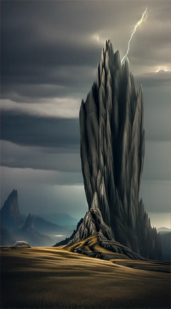 Illuyanka
Create a dramatic and mythical image depicting Illuyanka, the legendary serpent from Hittite mythology. The scene is set during the climactic battle with the storm god Tarhunt. Illuyanka, a colossal dragon, coils powerfully around a rugged mountainous landscape, its scales glistening under the stormy sky. Its fearsome eyes glower menacingly at Tarhunt, who is depicted in the foreground wielding a lightning bolt. The atmosphere is tense and charged with impending doom, highlighted by dark, swirling clouds and intermittent flashes of lightning. The landscape is rugged, with jagged rocks and sparse, wind-blown trees, enhancing the scene's dramatic effect.