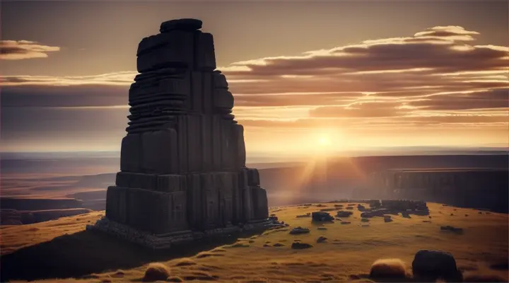 Ullikummi
Visualize Ullikummi, the immense stone giant from Hittite mythology, as he towers over a mythic landscape, blocking the sun. The giant is made entirely of black volcanic rock, with sharp, jagged textures and a powerful, imposing stature that reaches up to the heavens. Below him, various gods from the Hittite pantheon look up in horror and awe. The sky behind Ullikummi is darkened by his massive form, with rays of light trying to edge around him, creating a halo effect. The setting includes ancient Hittite symbols and stone structures, possibly ruins, that emphasize the mythological time period and the catastrophic impact of Ullikummi's appearance.