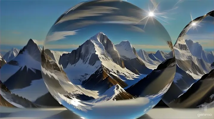 a snow covered mountain in a glass ball