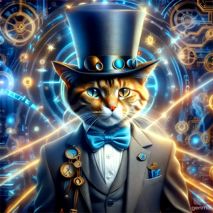 a cat wearing a top hat and a suit