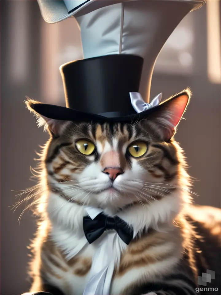 a cat wearing a top hat and a suit