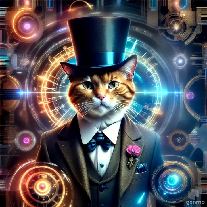 a cat wearing a top hat and a suit