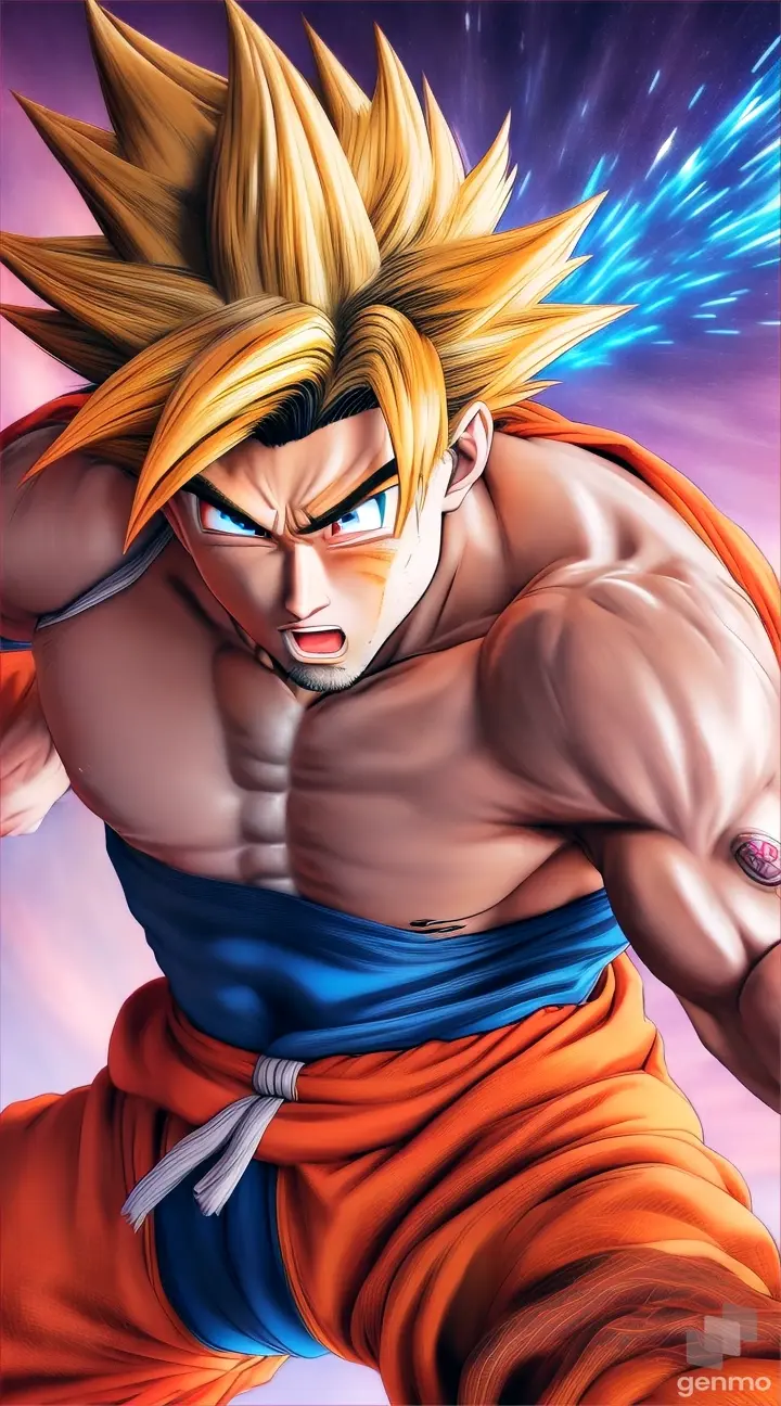 Goku hitting forward with his fist