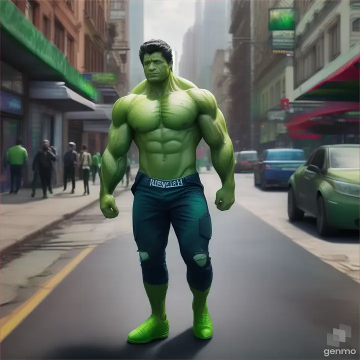 Volodymyr Zelenskyy as The Incredible Hulk full length