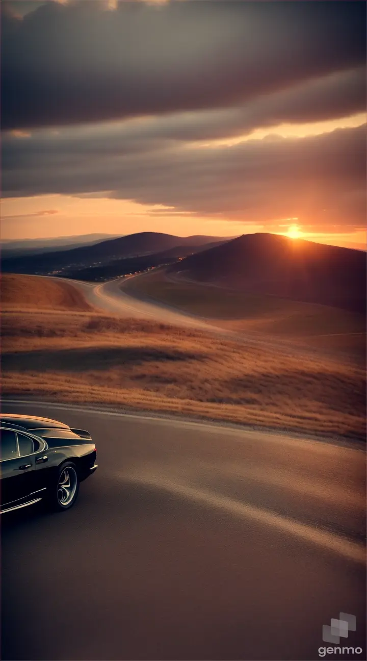 black luxury car on hills