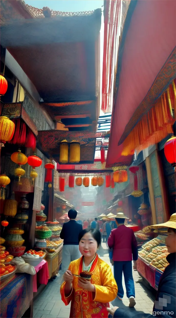 chinese traditional marketplace with color's