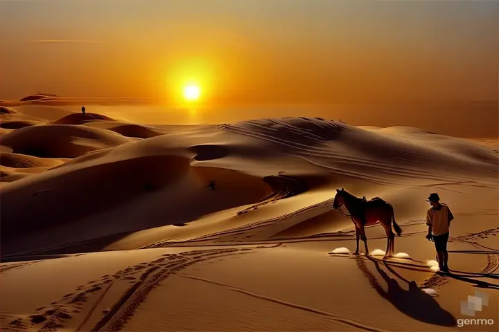 a couple of people that are standing in the sand