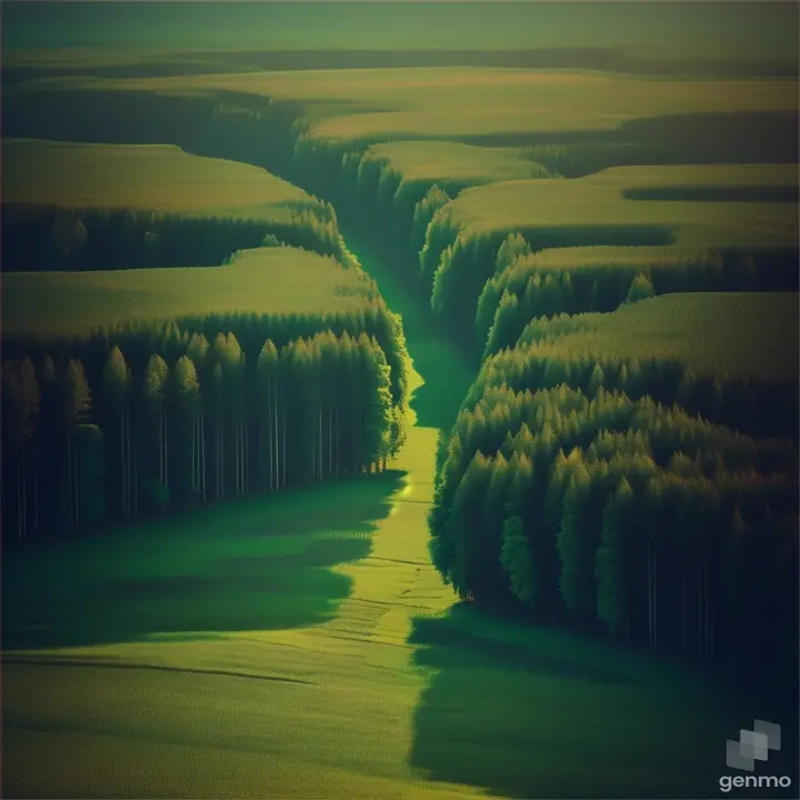 Green forest on a flat plain