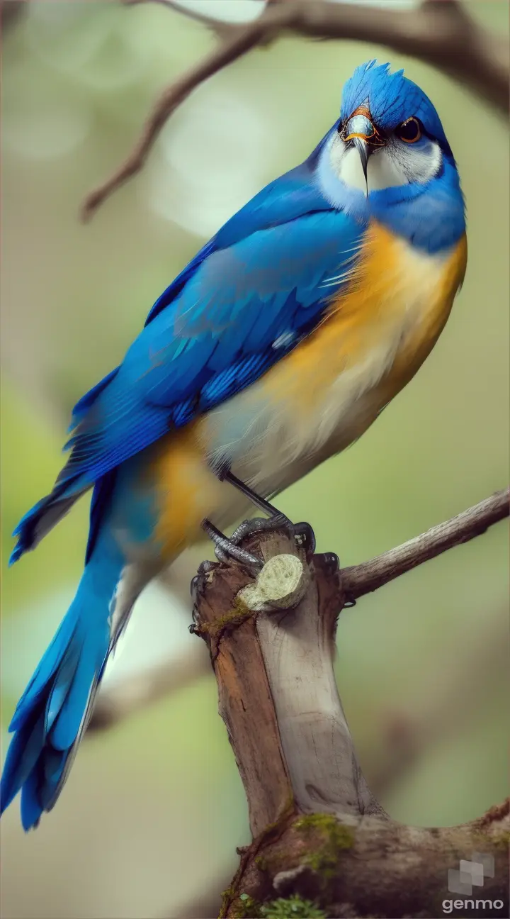 a blue bird sitting on top of a tree branch