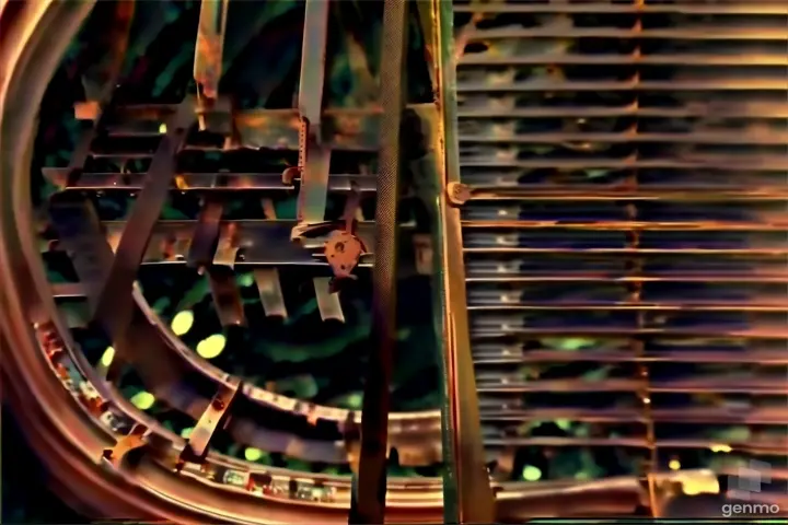 a close up of a clock with a metal frame