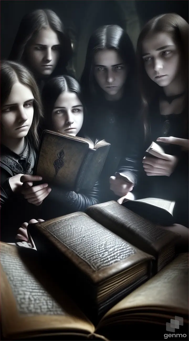 group of teenagers stumbled upon an ancient book, its cover bound in unsettling leather at night