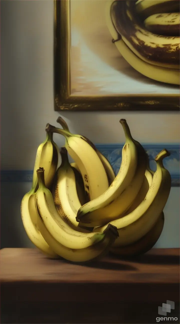 A realistic painting of bananas on the table 