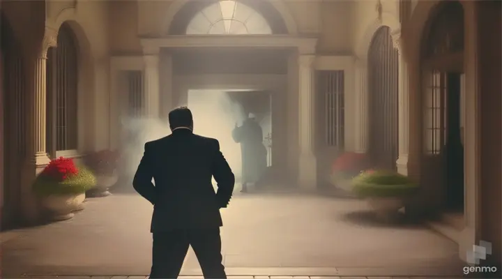 **Courtyard entrance:** A shot of William bursting out of the back door of the mansion into the courtyard.ng from inside. (This could be distorted or ghostly-sounding)


full screen video