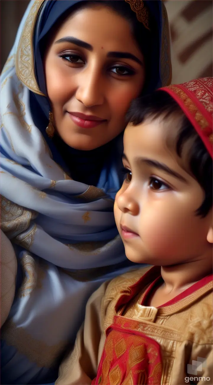 An Arab mother and her male child