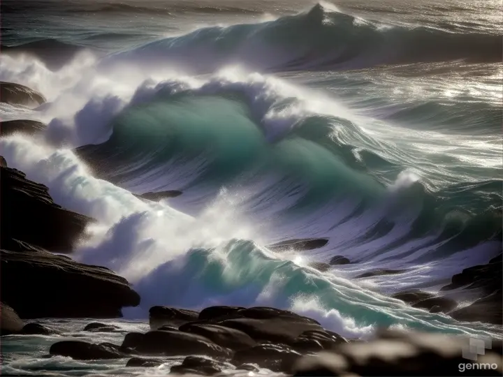 wave breaking on the rocks