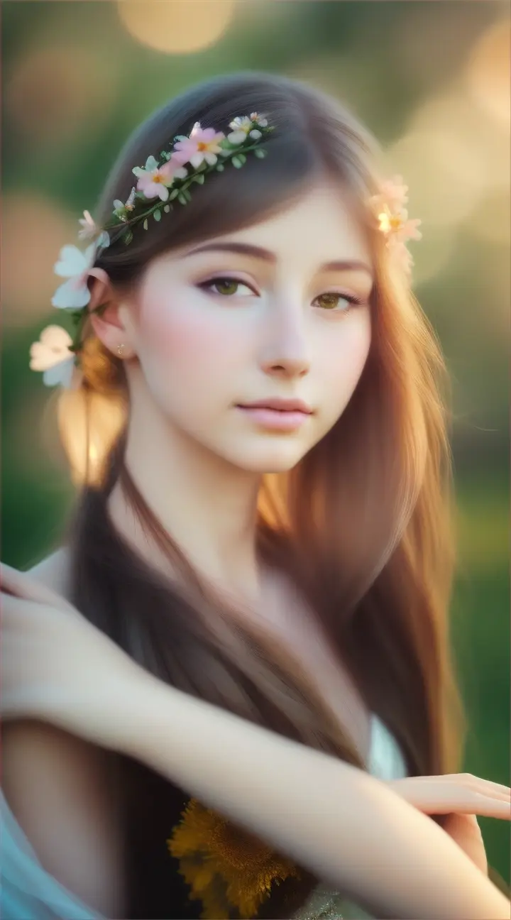 a woman with a flower in her hair