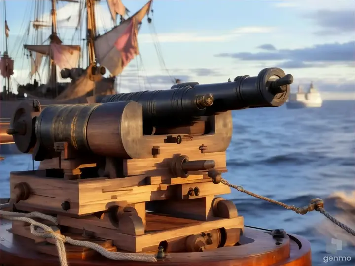 a cannon on a ship