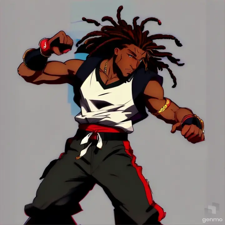 a drawing of a man with dreadlocks on his head