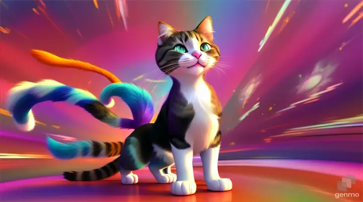 animate 3d cartoon disney style cat  walking, 4 limbs, 1 tail