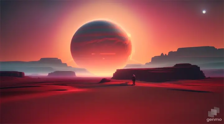 an animated beautiful  planet mars which is red in colour