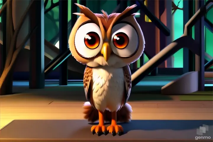 a cartoon picture of an owl with big eyes