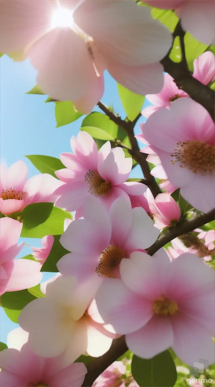 Beautiful multicolored blossom of peaches, apple trees, cherry trees, orchards in May, songbirds on trees, cinematic