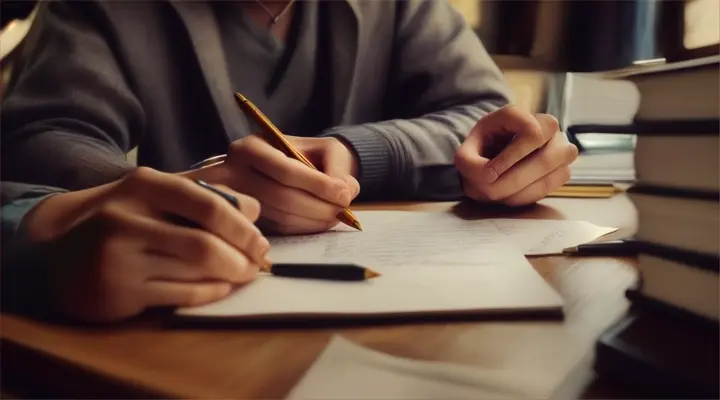 A person writes down their regrets on a piece of paper, their expression solemn yet determined.
