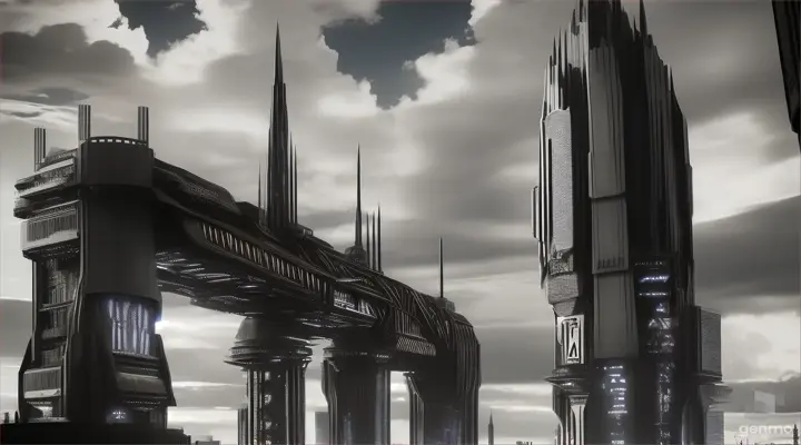 a tall metal tower sitting under a cloudy sky