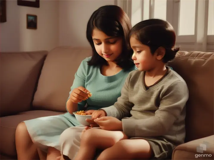 Little Farhan habibg cute conversation with mom Nadhira while eating snacks