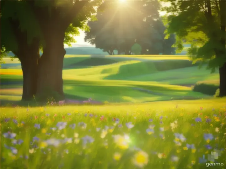 a green and sunny meadow