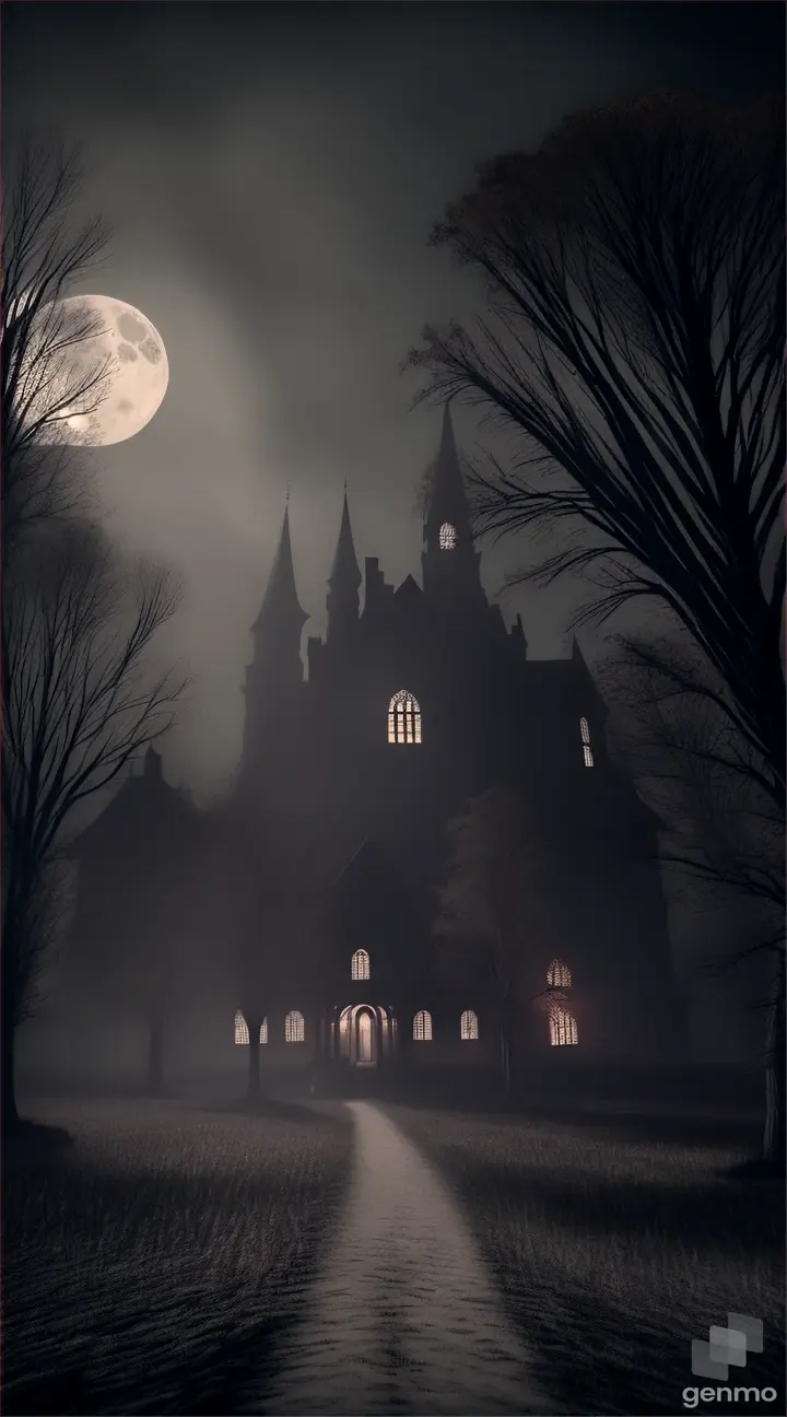 a haunted night with full moon