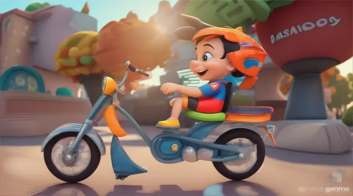 3c cartoon Vroom, vroom, here we go,
baby boss drive bike