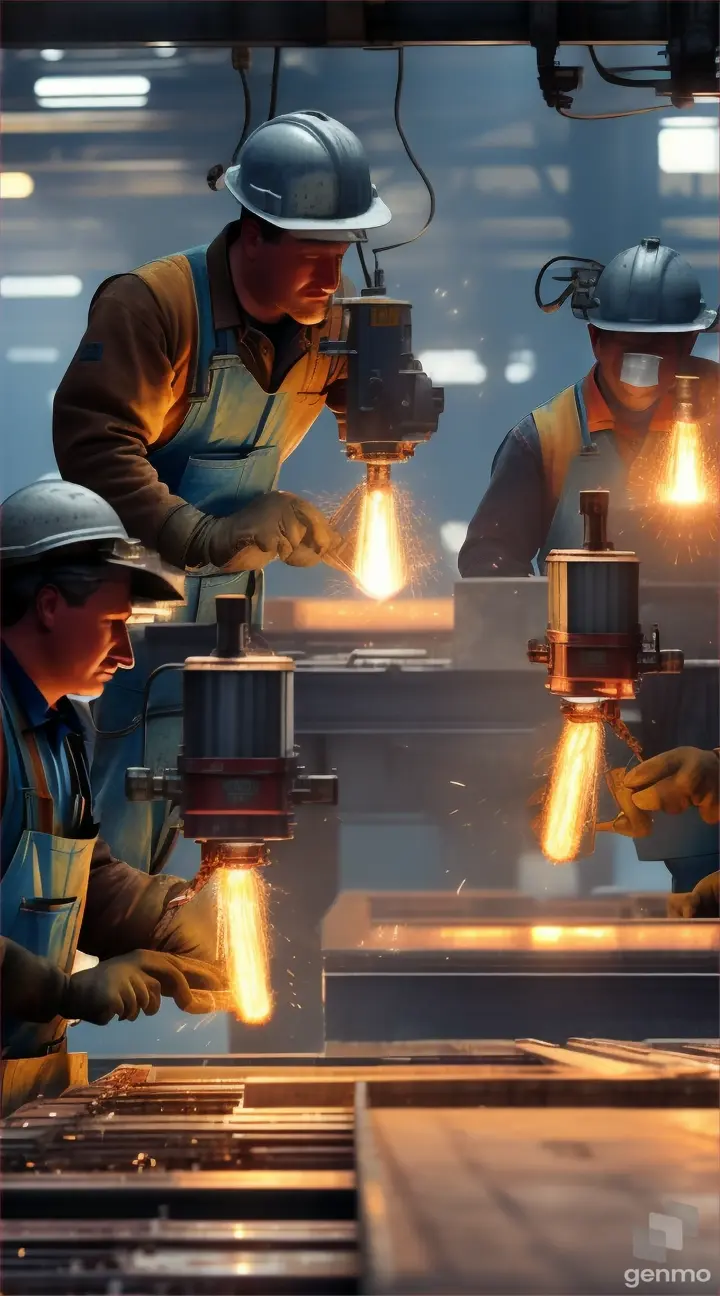 Some labours are doing work in a factory 