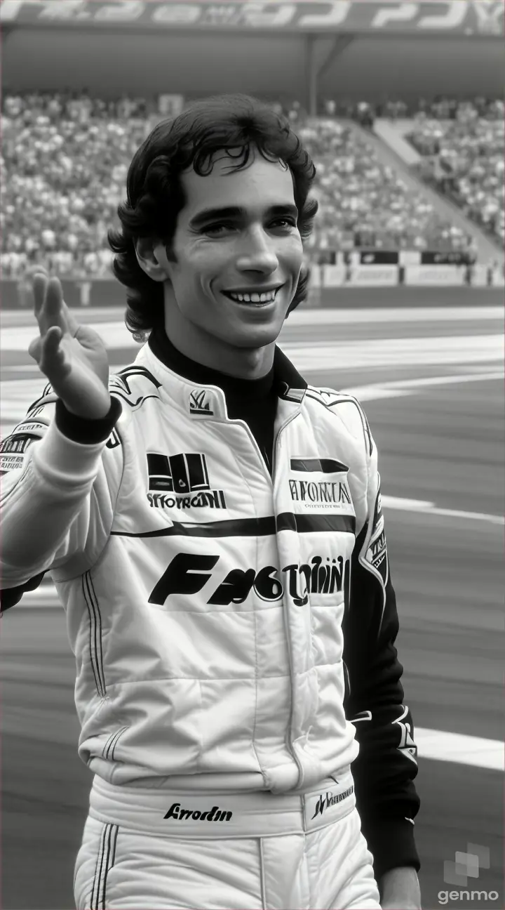 Ayrton Senna smiling and waving to the crowd