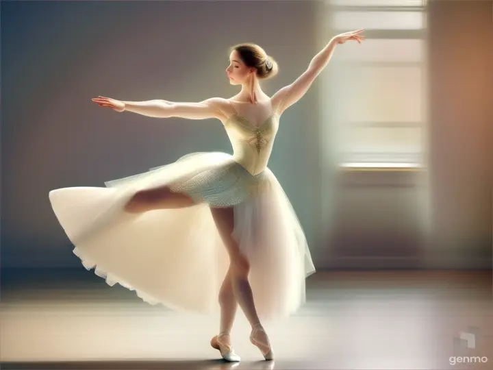 Elegant ballet dancer in motion, soft pastel sketch