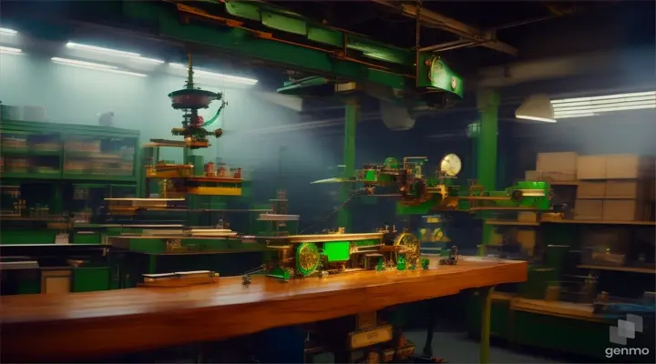 Begin with a sweeping shot of the green parrot's laboratory, filled with bustling activity and intriguing gadgets.Begin with a sweeping shot of the green parrot's laboratory, filled with bustling activity and intriguing gadgets.