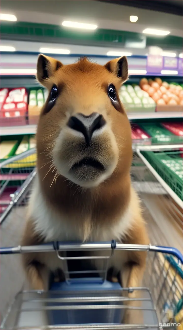 Super cappybara at supermarket