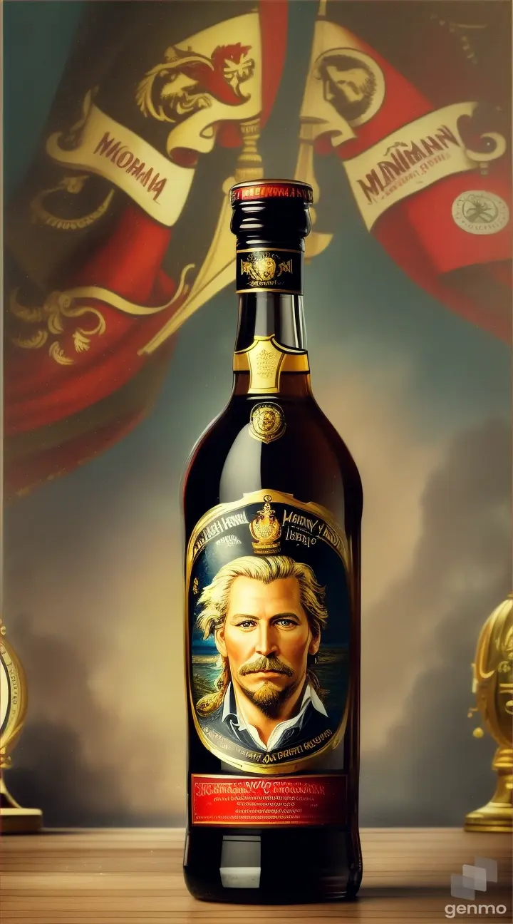 A comparison image showing the historical depiction of Sir Henry Morgan alongside the modern-day branding of Captain Morgan rum, highlighting the evolution of his image from a real-life figure to a beloved mascot.