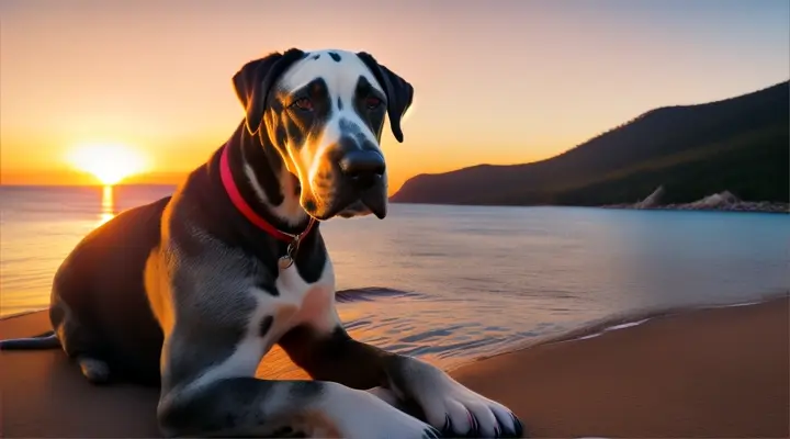 DOGUE ALEMÃO   WATCHING THE SUNSET ON THE GREAT BARRIER REEF, AUSTRALIA........in zoom  