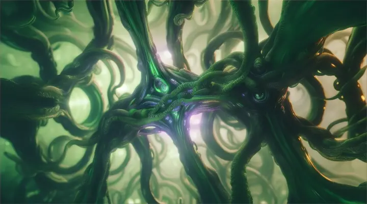 A LOT OF weird green aliens with fast-moving squiggly tentacles that have alien heads and arms really look real 4k creepy” REACHING TOWARDS YOU TO GRAB YOU with fast-moving squiggly tentacles