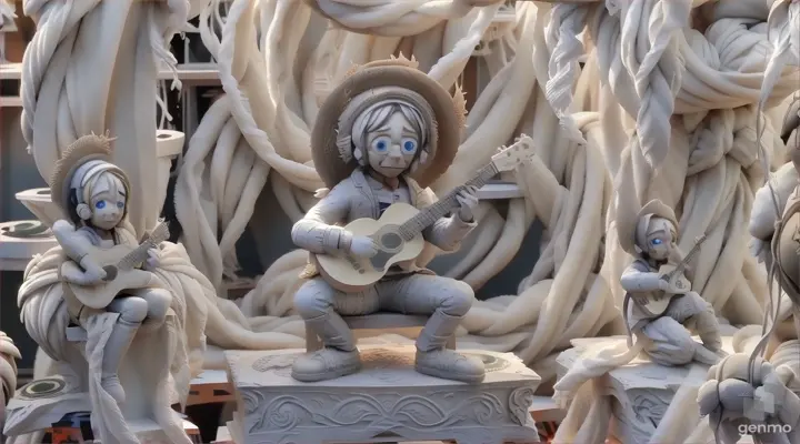 a sculpture of a person playing a guitar