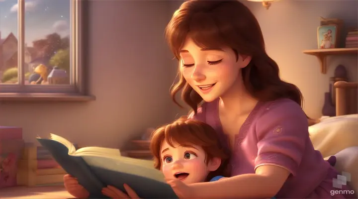 Make an animated video of mother narrating story to a child