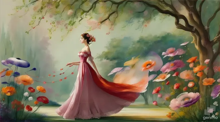 A mesmerizing watercolor painting in the distinctive style of Anne Bachelier. The focal point is Paola Salomé, a captivating woman elegantly strolling through a garden of anemones. The anemones vary in shades of vibrant pinks, oranges, and reds, creating a striking contrast against the green foliage. Paolasalome's graceful silhouette is rendered with intricate detail, her flowing gown mirroring the delicate nature of the flowers. The ethereal atmosphere is heightened by the dreamlike hues and soft light, with the HDR and SSAO techniques adding depth and enhancing the overall visual impact., cinematic, vibrant, conceptual art
A captivating watercolor painting in the distinctive style of Anne Bachelier, featuring the enchanting figure of Paola Salomé. Paola is gracefully strolling through a vibrant garden filled with anemones in rich shades of pink, orange, and red, creating a striking contrast against the lush green foliage. Her elegant silhouette is rendered with intricate detail, her flowing gown mirroring the delicate nature of the flowers. The ethereal atmosphere is enhanced by the dreamlike hues, soft light, and the artist's masterful use of HDR and SSAO techniques, adding depth and a cinematic quality to the overall visual impact. This conceptual artwork is both visually stunning and conceptually captivating, drawing viewers into the dreamlike world of Paola Salomé., cinematic, vibrant, conceptual art