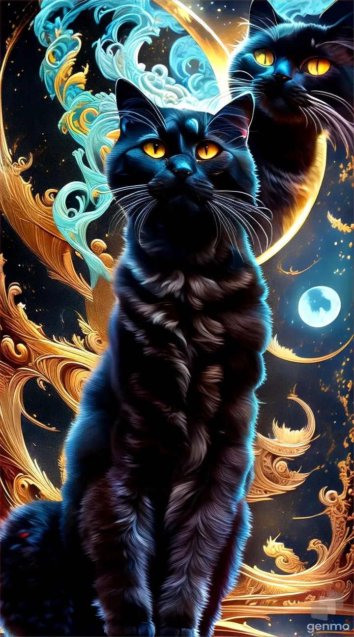a black cat sitting on top of a table