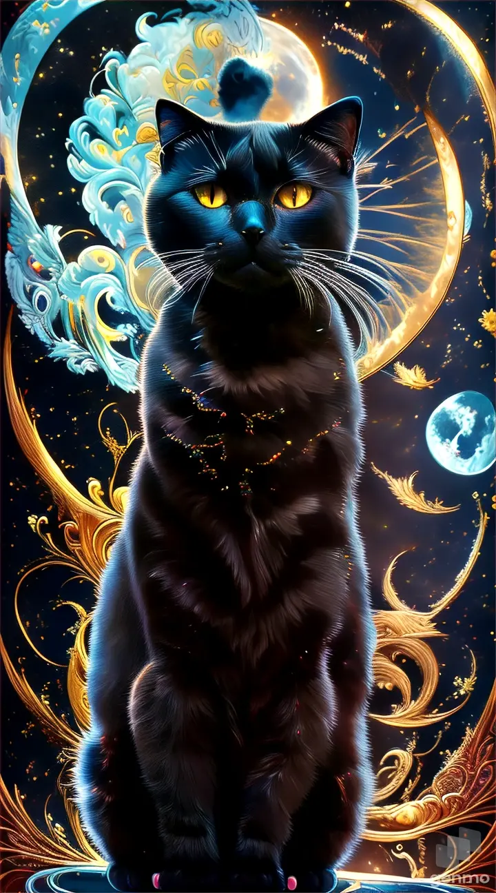 a black cat sitting on top of a table