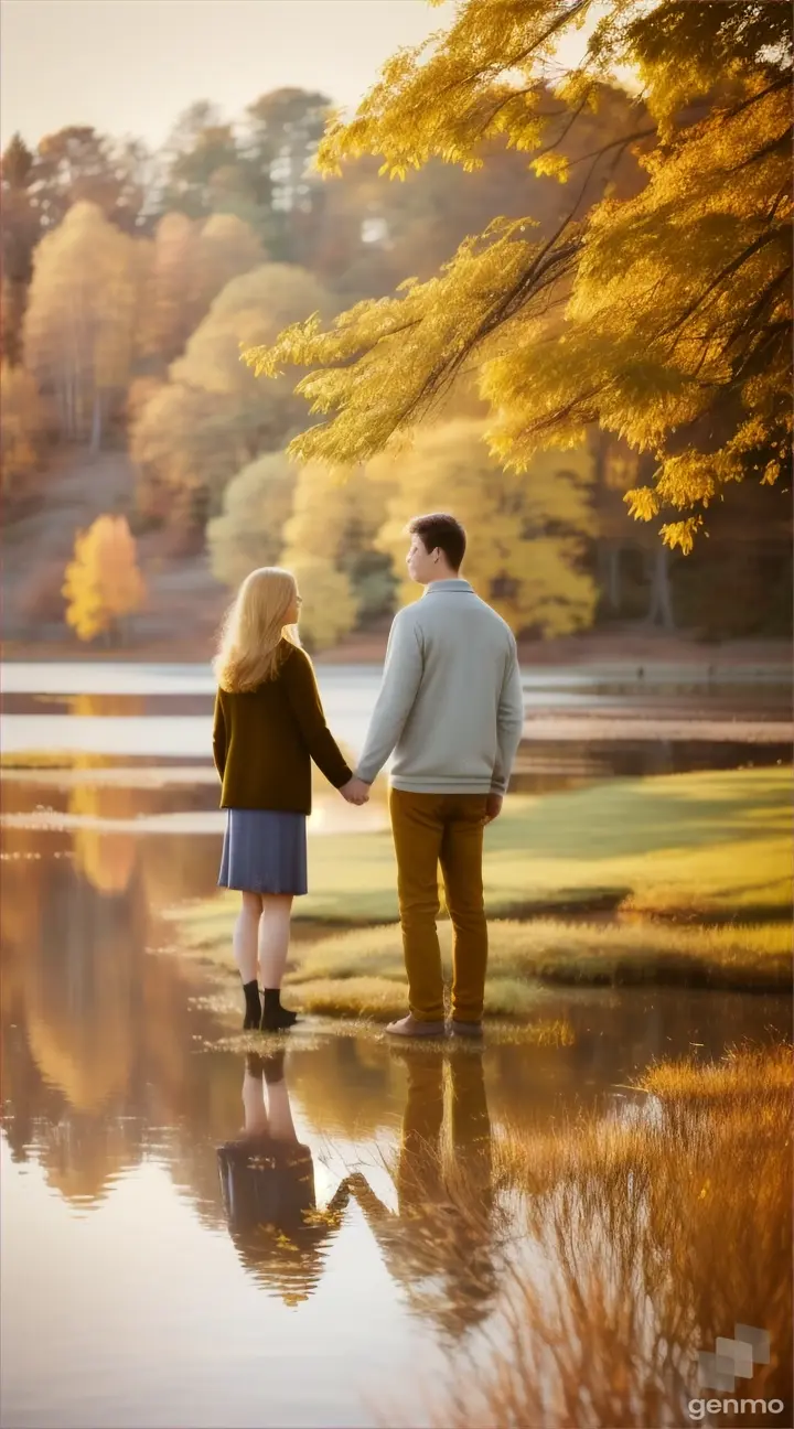 A beautiful woman and handsome man taking with each other in the park 