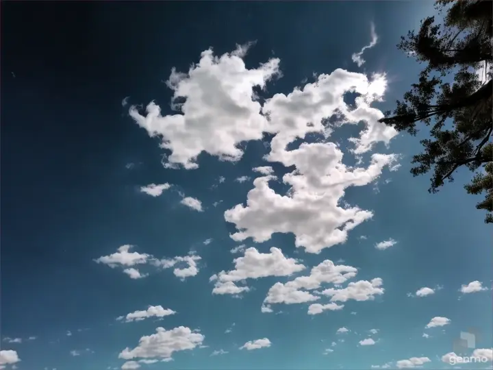 a blue sky with white puffy clouds changing shapes