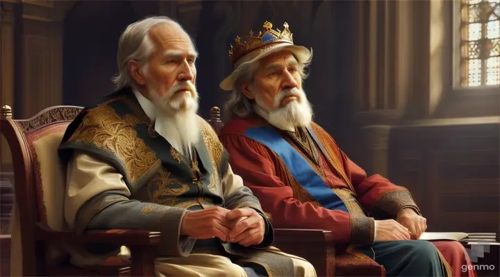 The old man and the king were sitting in the court and talking