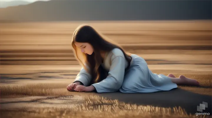 a girl praying on the ground
