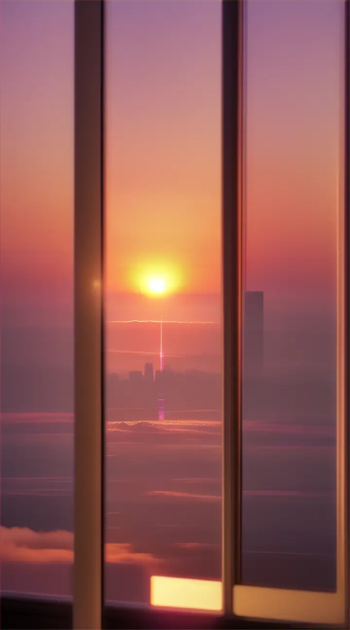 the sun slowly rising over a bustling city skyline, casting warm hues across the streets. We see the protagonist waking up in a small apartment, rubbing their eyes as they glance at the alarm clock. The city begins to stir as people start their day, setting the energetic tone for the song.